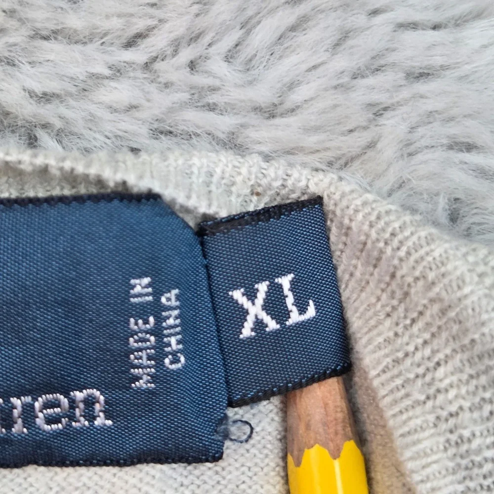 Polo Ralph Lauren Sweater Mens XL Light Gray V-Neck 100% Pima‎ Cotton Knit